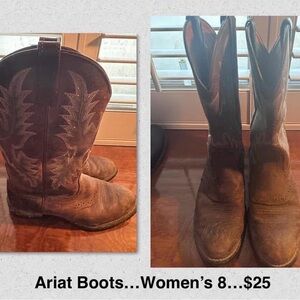 Ariat Brown Leather Cowboy Boots with Pointed Toe